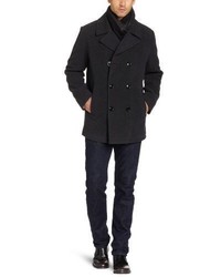 Kenneth Cole Plush Peacoat With Scarf
