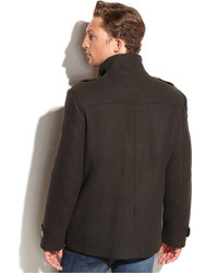 Kenneth Cole Modern Wool Blend Military Pea Coat