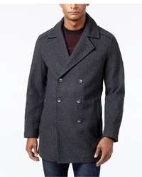 Alfani Peacoat With Faux Leather Trim Only At Macys