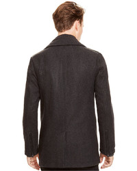 Kenneth Cole Reaction Wool Peacoat With Faux Leather Trim