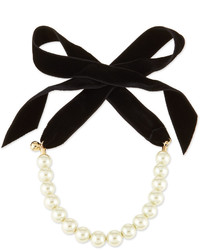 Lulu Frost Pearly Choker Necklace With Velvet Bow