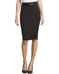 Neiman Marcus Belted Pencil Skirt Charcoal