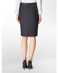 Calvin Klein Pinstripe Belted Pencil Suit Skirt