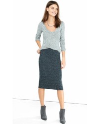 Dark Gray High Waisted Plush Jersey Pencil Skirt