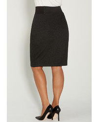 Maurices Plus Size Pencil Skirt With Elastic Waistband In Charcoal