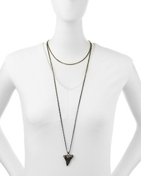 Givenchy Gunmetal Pave Shark Tooth Necklace 36