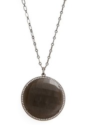 Susan Hanover Large Semiprecious Stone Pendant Necklace