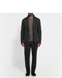 Lanvin Charcoal Unstructured Checked Wool Blazer