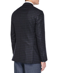 Brioni Check Two Button Jacket Charcoalnavy