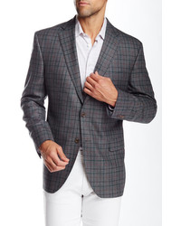 David Donahue Connor Grey Plaid Two Button Notch Lapel Wool Sportcoat