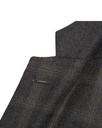 Kingsman Charcoal Brushed Wool Window Pane Checked Blazer