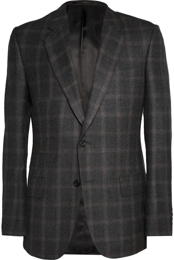 Kingsman Charcoal Brushed Wool Window Pane Checked Blazer, $319 | MR ...