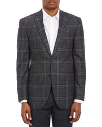 Barneys New York Plaid Two Button Sportcoat Grey