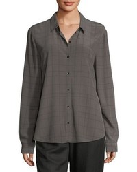 Eileen Fisher Twill Plaid Crepe Layer Tunic