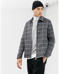 ASOS DESIGN Wool Mix Zip Through Jacket With Window Pane Check