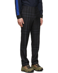 Burberry Black Wool Check Classic Fit Tailored Trousers