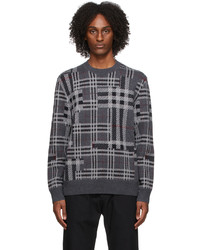 Burberry Black Grey Contrast Check Sweater