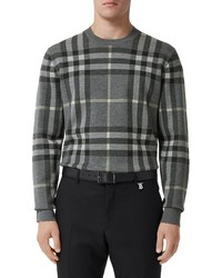Burberry Check Jacquard Crewneck Sweater In Seal Grey Ip Chk At Nordstrom
