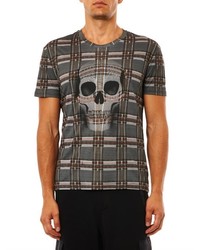 Alexander McQueen Check And Skull Print T Shirt