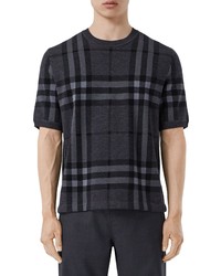 Burberry Wells Check Jacquard Silk Wool Sweater T Shirt