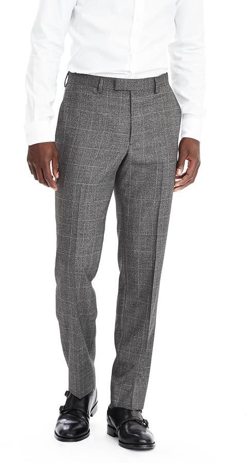 Banana Republic Standard Gray Plaid Wool Trouser, $170