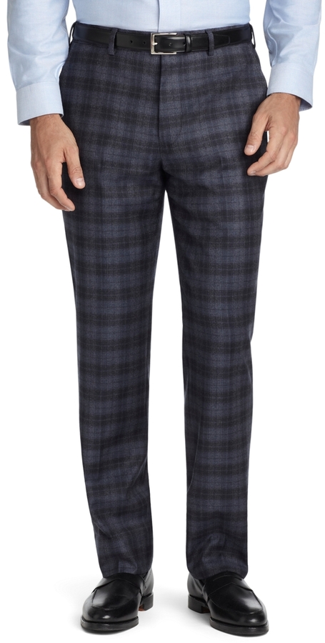 Brooks Brothers Fitzgerald Fit Plain Front Plaid Dress Trousers, $248 ...