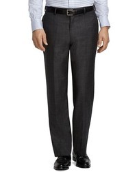 Brooks Brothers Madison Fit Plain Front Charcoal Plaid Trousers