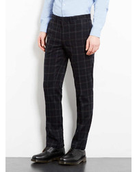 Topman Navy And Grey Checked Skinny Suit Pants