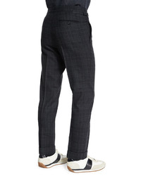 Tom Ford Oconnor Base Large Plaid Flannel Trousers Light Gray
