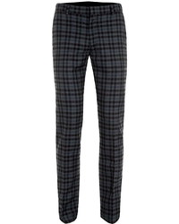 Topman Navy And Grey Check Skinny Fit Suit Pants