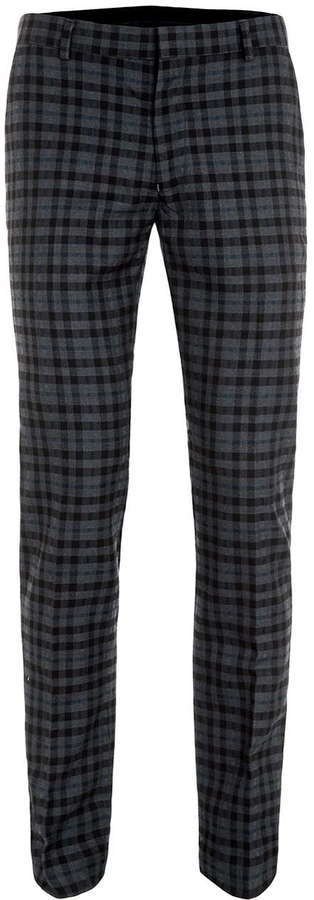 Topman Navy And Grey Check Skinny Fit Suit Pants, $130 | Topman | Lookastic