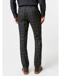Topman Navy And Grey Check Skinny Fit Suit Pants