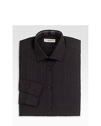 Burberry London Tonal Plaid Dress Shirt Black