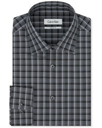 Calvin Klein Liquid Cotton Black And Grey Bold Check Dress Shirt