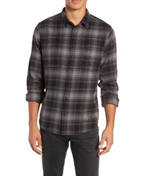 Charcoal Plaid Flannel Long Sleeve Shirt