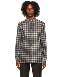 Isaia Grey Flannel Check Long Sleeve Shirt