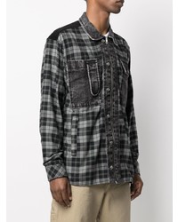 Diesel Panelled Plaid Flannel Shirt