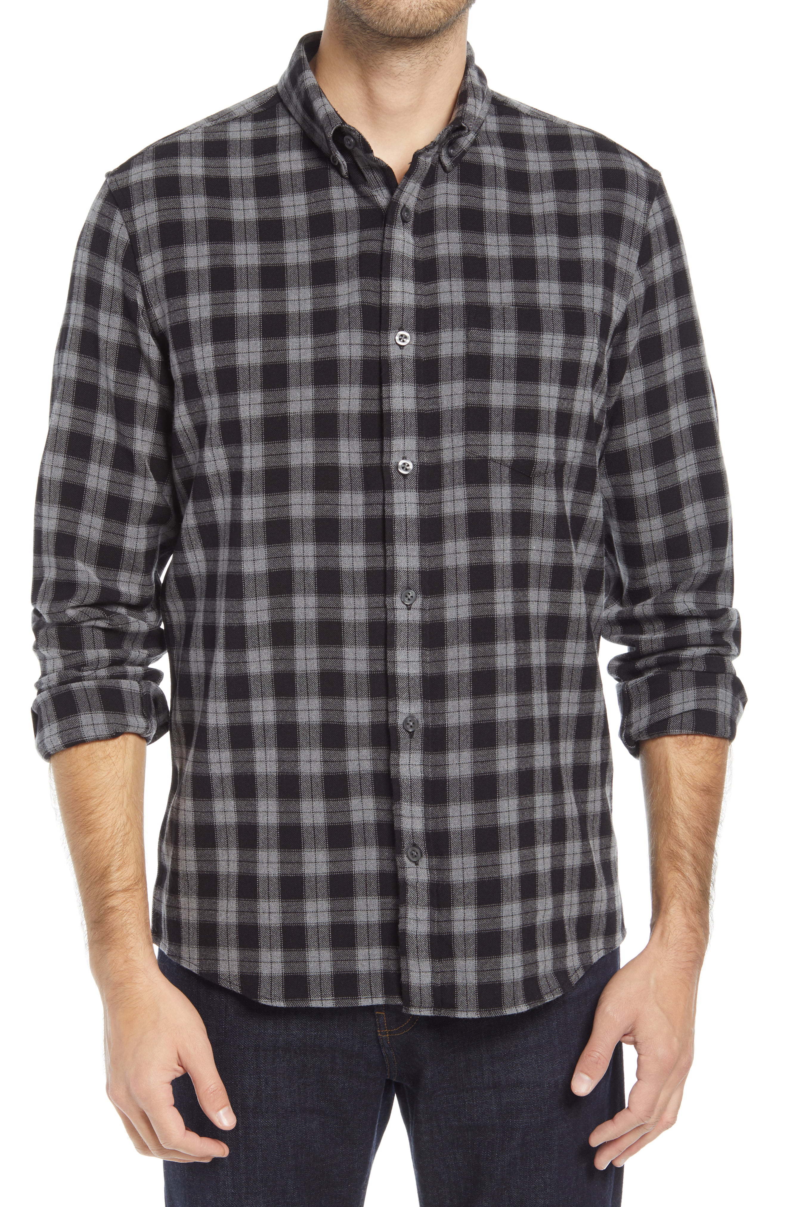 Nordstrom Mens Shop Plaid Stretch Flannel Shirt 24 Nordstrom Lookastic 