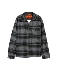 Charcoal Plaid Fleece Shirt Jacket