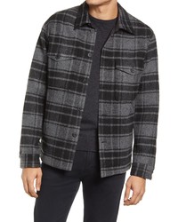 Selected Homme Plaid Fleece Button Up Shirt Jacket In Grey At Nordstrom