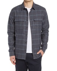 Vince Houndstooth Windowpane Double Pocket Button Up Shirt