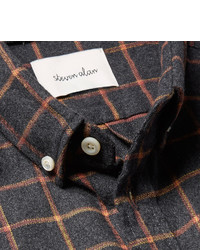 Steven Alan Masters Button Down Collar Checked Brushed Cotton Shirt