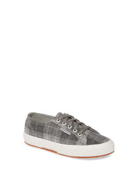 Charcoal Plaid Low Top Sneakers