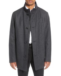 BOSS Camron Regular Fit Plaid Wool Blend Coat