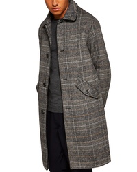Topman Check Wool Overcoat
