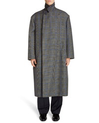 Balenciaga Longline Plaid Flap Coat