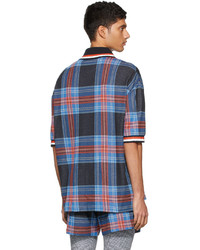 Charles Jeffrey Loverboy Blue Black Fred Perry Edition Tartan Pique Polo