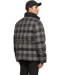 Burberry Gray Check Wool Down Jacket