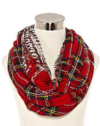 Cejon Accessories Plaid Cable Knit Infinity Scarf