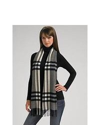 Burberry Giant Check Cashmere Scarf Charcoal